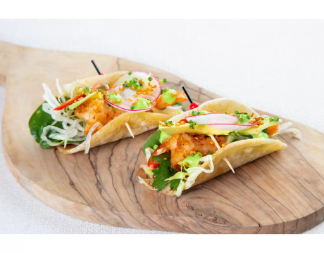 Shrimp and avocado tacos