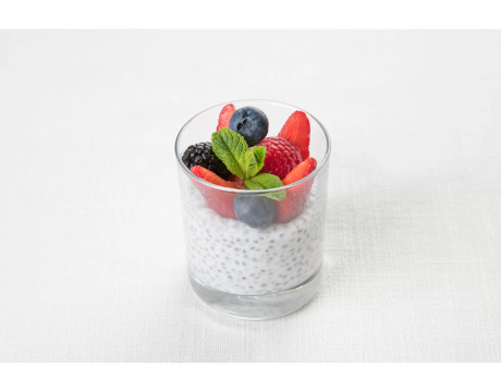 Mini Coconut Chia Panna Cotta with Berries