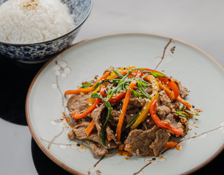 Marinated Beef with Rice