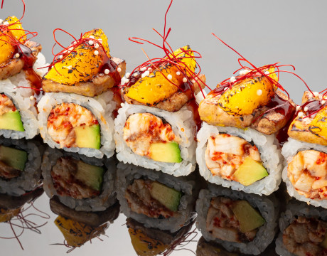 Roll with Foie Gras, Eel, and Seared Orange
