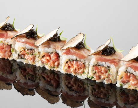Roll with Tuna, Black Caviar, and Seared Toro