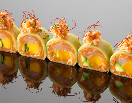 Salmon, Dorade, and Mango Sashimi Roll