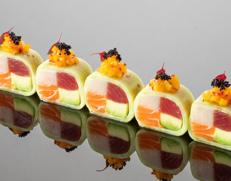 Sashimi Roll with Tuna, Salmon, Dorade, and Avocado