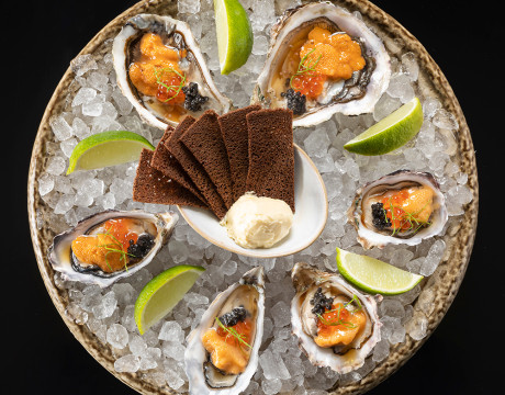 Oyster Set with 3 Types of Caviar