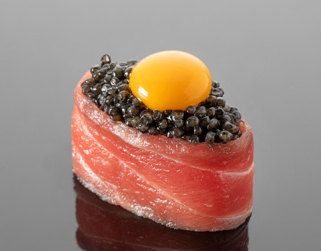 Sushi Bluefin Tuna with Black Caviar and Yolk